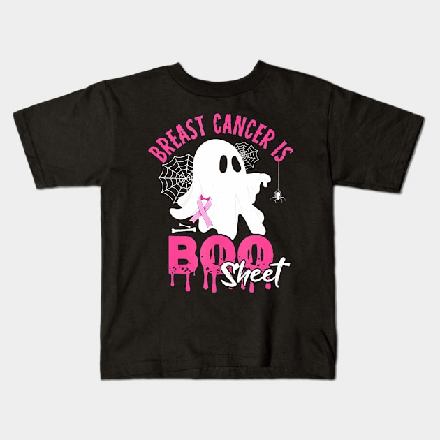 In October We Wear Pink Breast Cancer Is Boo Sheet Halloween Kids T-Shirt by eylaaadamf